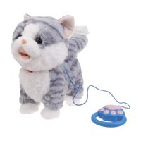 Realistic Walking Cat Toy Electronic Plush Pet Leash Control Cat Toy Kid Interactive Crawl Learning Toy Toddler Fun Gift