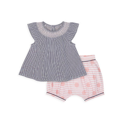 เซตเสื้อและกางเกงขาสั้นเด็กทารก Mothercare heritage embroidered blouse and shorts set YA406