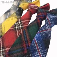 ۞▧☍  New Plaid Skinny Tie Male Cotton Slim Ties Colourful Cravat Casual Suit Bowknots Ties Tartan Classic Men  39;s Necktie Women Tie 7cm