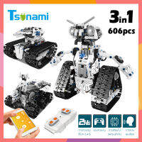 ใหม่ 606PCS เทคโนโลยีสร้างสรรค์ RC 3IN 1 หุ่นยนต์บล็อกไฟฟ้าการควบคุมระยะไกลเมืองบล็อกหุ่นยนต์อัจฉริยะบล็อกสำหรับเด็กของขวัญคริสต์มาส