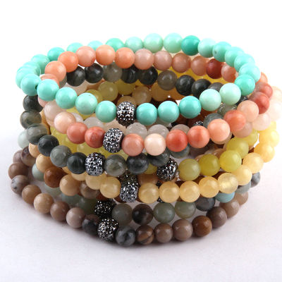 Free Shipping Fashion Energy Bracelets Made Beautiful Mix Color Stone Bracelet 6mm 10pc different colorlot