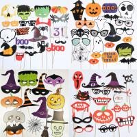 【CW】 New Halloween Decoration Bat Pirate Photo Props Fun Hand held Mask Photo Props Vampire Skull Cat Halloween Party Decoration Mask