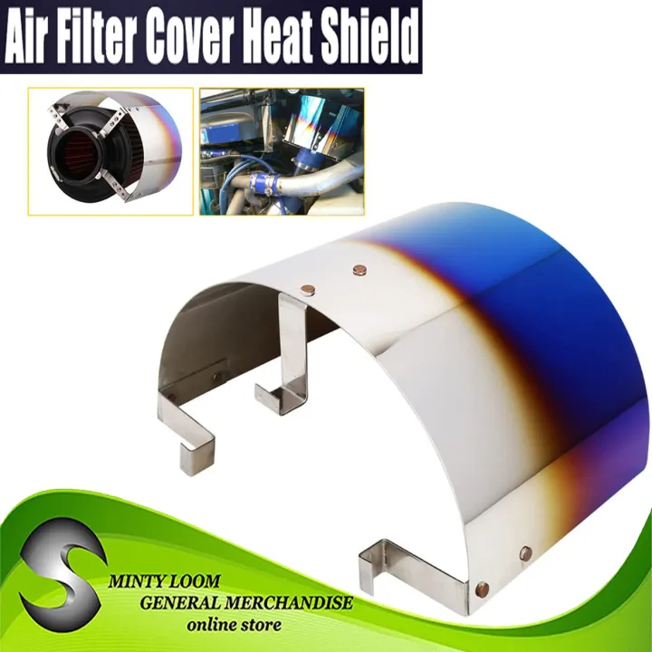 Universal Air Filter Heat Shield Cover 2.5''5'' Race Car Titanium Blue