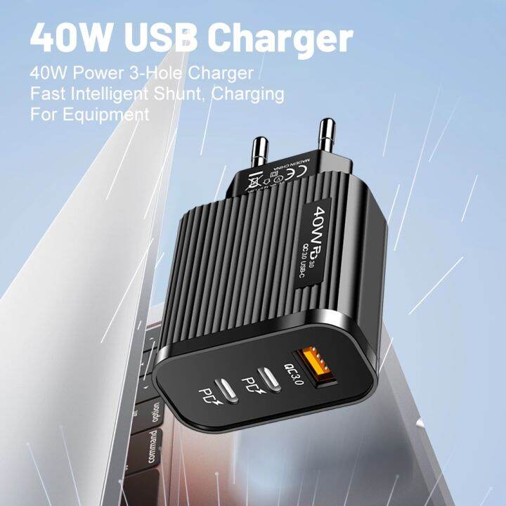 อะแดปเตอร์ชาร์จเร็ว-pd-เครื่องชาร์จ-usb-40w-สำหรับ-iphone-xiaomi-samsung-huawei-ที่ชาร์จโทรศัพท์มือถือ-charge3-0เร็วปลั๊กยุโรป-สหรัฐ