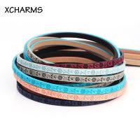 卐 5MM flat leather cord rope/Flowers Prints/accessories parts/jewelry findings/hand made/jewelry making/bracelet material