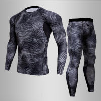 New MMA3D Printed Thermal Underwear Set Men Compression Shirt Thermal Long Sleeve T Shirt Mens Fitness Bodybuilding Skin Tight