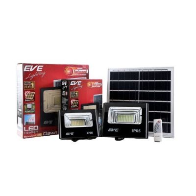 EVE LED Solar Cell Flood Light 10 40 60 100W โคมฟลัดไลท์โซล่าร์เซลล์แอลอีดี ปิด-เปิด หรี่แสงได้ด้วยรีโมทคอนโทรล