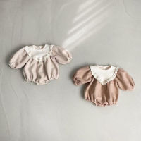 ฤดูใบไม้ร่วงฤดูหนาว Plus Fleece เด็กวัยหัดเดิน Ruffle Solid บอดี้สูทสาวทารกแขนยาว Casual Onesie เด็กผ้าฝ้ายเจ้าหญิง Romper