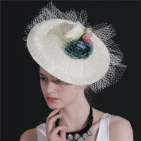 2021 Fashion New Bride Wedding Fedora Hat Lady Church Sinamay Hats Women Elegant Flower Fascinator Deby Race Headwear