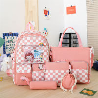 Five-Piece Bag Female Primary School Students Campus Cute Small Fresh High-Level Junior High School Senior High School Large-Capacity Backpack
