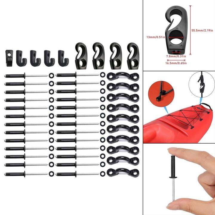 Daywolf Kayak Deck Rigging Kit Bungee Deck Loops Clips for Kayaks Water