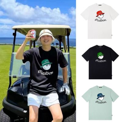 Victor Classic Golf Loose Mens Fashion MALBON Printing Round Collar Short Sleeve T-Shirt With Short Sleeves