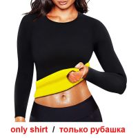 AB4B Neoprene Sauna Suit Sports Shirt + Legging Women Fitness Tights Slimming Waist Trainer Tummy Control Panties Blouse Pant