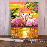 Animal Bird Flamingo Paint By Numbers Set Oil Paints 40*50 Boards By Numbers Loft Wall Picture For Wholesale