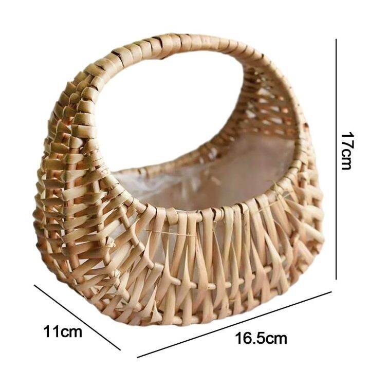 ulcer-หวายวิลโลว์-ตะกร้าสาวดอกไม้-สีเหลืองทาเล็บ-แข็งแรงทนทาน-ตะกร้าหวายพระจันทร์ครึ่งเสี้ยว-เล็กๆน้อยๆ-ภาชนะปิคนิค-ตะกร้าจัดดอกไม้-แต่งงานในงานแต่งงาน