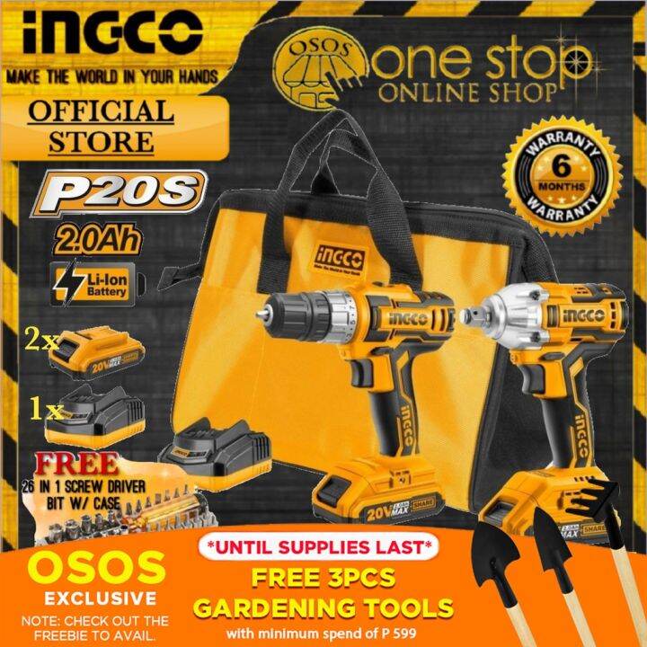 INGCO Original P20S LithiumIon Cordless Combo Kit Cordless Drill