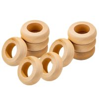 10 Pcs Natural Wooden Serviette Holders Napkin Rings Set Round Serviette Rings Bulk for Party Decoration Dining Table