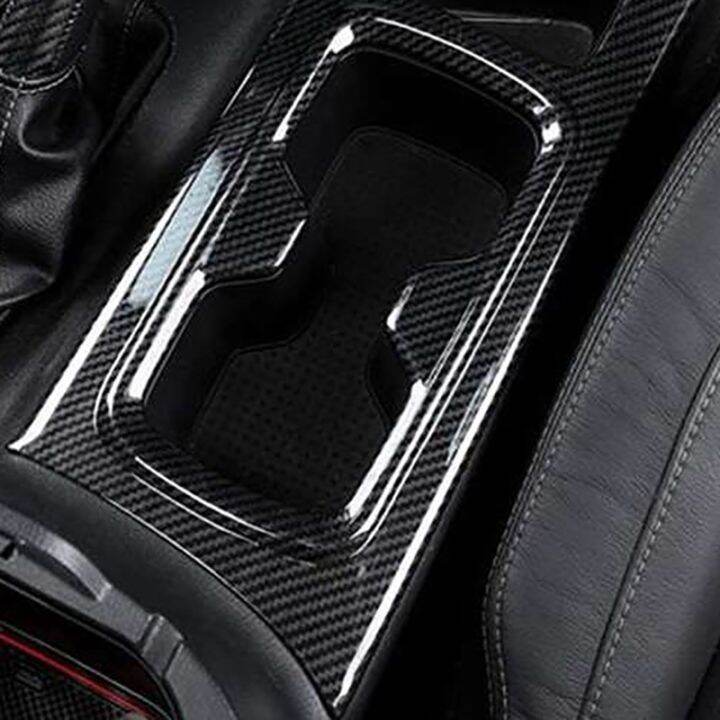 for-nissan-navara-np300-2016-2019-carbon-fibre-car-front-water-cup-holder-protector-frame-cover-trim-sticker-accessories