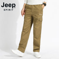 JEEP SPIRIT 1941 ESTD กางเกงขายาวผู้ชายแบบหลวมหลายกระเป๋า,กางเกงผู้ชายขาสามส่วนฤดูใบไม้ผลิและฤดูใบไม้ร่วงลำลอง