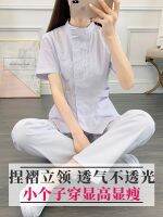 original Nightingale pinched pleated stand-up collar nurse uniform short-sleeved womens white summer oral pharmacy overalls