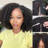 【YD】 V Part Wig Human Hair Kinky Curly No Leave Out Glueless Wigs for