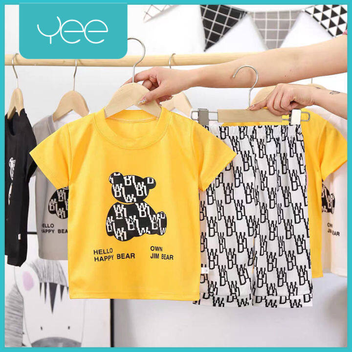 yeeshop-เสื้อเด็กแขนสั้นเข้าชุด-เนื้อผ้าสแปนเด็กซ์-ลายหมี-ไซส์-90-12-18เดือน-100-18-24เดือน-110-24-30เดือน-120-30-36เดือน-130-3-4ปี-140-4-5ปี-150-5-6ปี-160-6-7ปี-1022