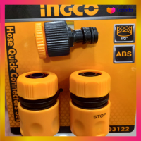 INGCO ข้อต่อสวมเร็วพลาสติก 1/2 หยุดน้ำ ชุดข้อต่อสายยาง 3 ชิ้น Hose Quick Connectors Set