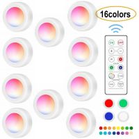 ✘ Remote Control LED Puck Lights Dimmable RGBW 13 Colors Kitchen Hallway Closet Cabinet Lights Touch Sensor Decor Night Lamp 2023