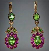 【YF】✣  Exquisite fashion colorful floral earrings for women beautiful statement dark green leaves vintage accessories