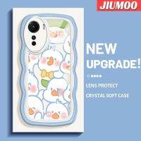 JIUMOO เคสสำหรับ Vivo Y35 Y16 5G Y56 5G เคสลายการ์ตูนน่ารักรูปครีมเป็ดคลื่นดีไซน์ใหม่แฟชั่นเคสโทรศัพท์แบบใสซิลิโคนนิ่มเคสป้องกันเลนส์กล้องถ่ายรูปสร้างสรรค์ฝาครอบโปร่งใสกันกระแทก