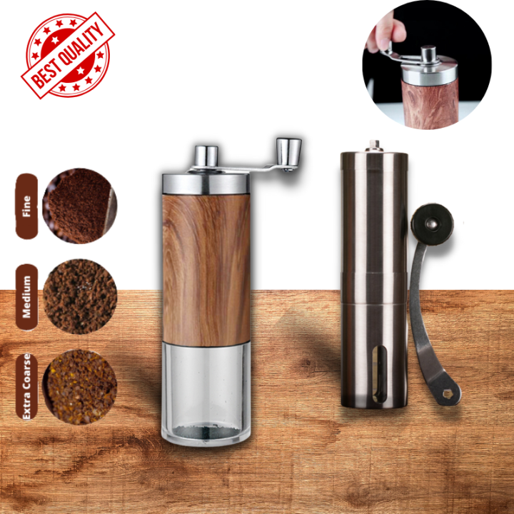 Ready Stock Stainless Steel Manual Coffee Grinder Ceramic Burr Grinder with Hand Crank Lazada