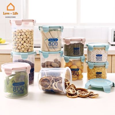 Plastic Airtight Food Storage Container with Lids/ Kitchen Transparent Storage Jar/ Household Refrigerator Fresh Food Sealed Can