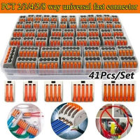 41Pcs PCT 2/3/4/5/8 Way Fast Universal ขั้วไฟฟ้าตัวเชื่อมต่อแบบมีสาย