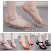 ﹉☂ ꕥCatalog shoesꕥ รองเท้าแตะหนังแก้ว แบบรัดส้น 4 สี เบอร์ 36-40 (25)ส