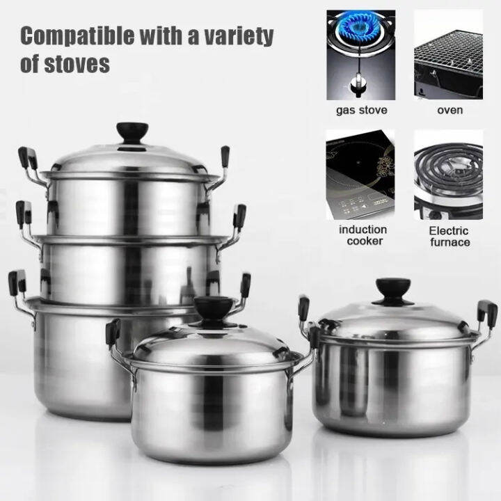 Hot leilei 10 Pieces Kitchenware Caserole Set Cooking Pot Set Stainless ...