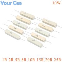 10pcs 10W Ceramic Cement Resistor Resistance  1~ 25R 5% 1R 2R 5R 8R 10R 15 20 25 ohm 1R 2R 5R 8R 10R 15R 20R 25R