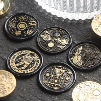 (Rui baoG)นาฬิกาทราย Universe Fire Paint Seal Van Gogh 39; S Starry Sky Sealing Wax Stamp การ์ดเชิญตกแต่ง DIY Sealing Wax Seal