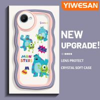 YIWESAN เคสสำหรับ Realme C30 C30s Narzo 50i การ์ตูนมอนสเตอร์แฟชั่นขอบครีมคลื่นเคสโทรศัพท์แบบใสดีไซน์ใหม่เลนส์กล้องถ่ายรูปเคสใสกันกระแทกเคสป้องกันซิลิโคน