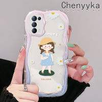 เคส Chenyyyka สำหรับ OPPO Reno 5 5G Reno 5K 5G ค้นหา X3 Lite เคสลายการ์ตูนในฤดูร้อนที่น่ารักสาวน้อยขอบโค้งเคสใสเนื้อครีมใสเคสมือถือฝาครอบป้องกัน