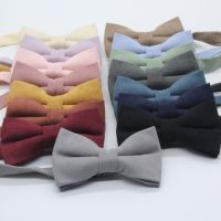 Childrens bow tie mens and womens fashion cotton corduroy collar solid color new knot banquet suede pocket towel bow tie Boys Clothing