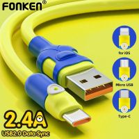 guohongzhilianjiaoyukej Fonken สายชาร์จเร็ว 2.4A USB-A เป็น USB Type-C iOS มินเนี่ยนน่ารัก สําหรับชาร์จ iPh 1 เมตร