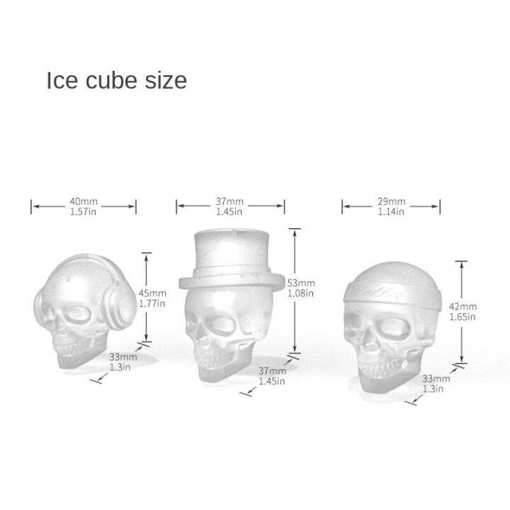 แม่พิมพ์ถาดทรงลูกบาศก์น้ำแข็งแม่พิมพ์ซิลิโคนหัวกะโหลกเครื่องทำน้ำแข็งสำหรับแม่พิมพ์ทำน้ำแข็งแม่พิมพ์ไอศกรีมพร้อมฝาปิดวิสกี้ค็อกเทลเครื่องทำน้ำแข็งสำหรับไวน์ผับบาร์