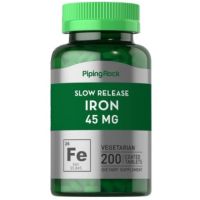 PipingRock Slow Release Iron, 45 mg, 200 Coated Tablets