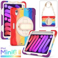 เคสกันกระแทกสำหรับ iPad Mini 6 8.3นิ้วที่ใส่ A2567 A2569แท่นวางหมุนได้ iPad Mini 6th Gen สายรัด2021พร้อมที่ใส่ดินสอ