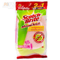 3M   3M แผ่นใยขัด+ฟองน้ำ (ชมพู) 2IN1 รุ่น ANTI-BAC  ถูกที่สุด