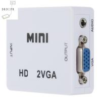 DRDIPR ตัวแปลงวิดีโอ อะแดปเตอร์เสียง MINI HDMI เป็น VGA HDMI เป็น VGA 1080P ขั้วต่อเสียงมินิ HDMI2VGA ง่ายๆ จอแสดงผลแอลอีดี อะแดปเตอร์แปลง MINI HDMI เป็น VGA สำหรับ XBOX360/Blu-ray dvd/ HD set-top boxes/Projector/CRT