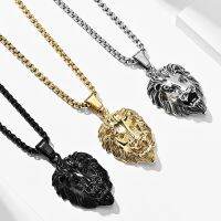 【CW】Trendy Stainless Steel Lion Head Animal Pendant Necklace For Men Hiphop Rock Silver/Gold/Black Color Fashion Jewelry Wholesale