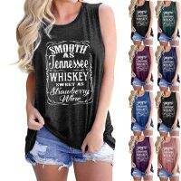 [COD] smooth as European and sleeveless vest letter funny top cross-border new T-shirt men women loose