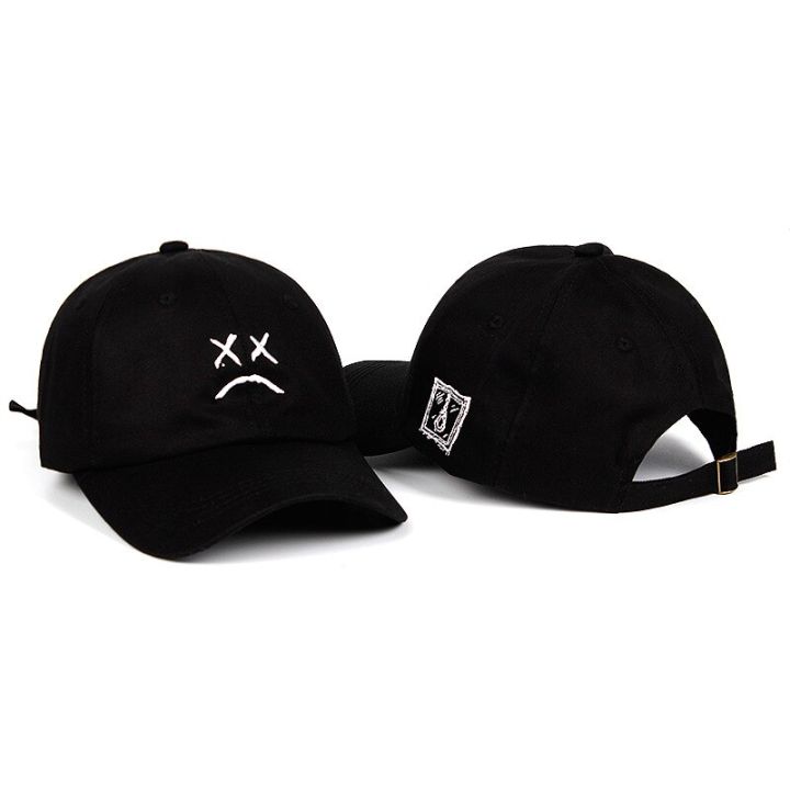 lil-peep-หมวกเบสบอลแฟชั่น-k-1-หมวกฮิปฮอปหมวกคุณพ่อลายเศร้าหมวกกอล์ฟปักลายหมวกแก๊ปฝ้ายสแน๊ปแบคป้องกันแสงแดด