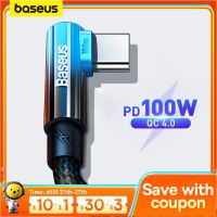 Baseus สาย USB รูปวงรี100W เหมาะสำหรับ Xiaomi เหมาะกับ S20 Samsung S21สาย USB C สำหรับชาร์จเร็ว90องศา QC 3.0สายเล่นเกม